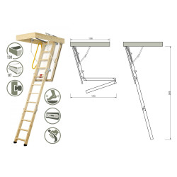 Schody Strychowe NORDIC 87mm 120x60 H-280 cm