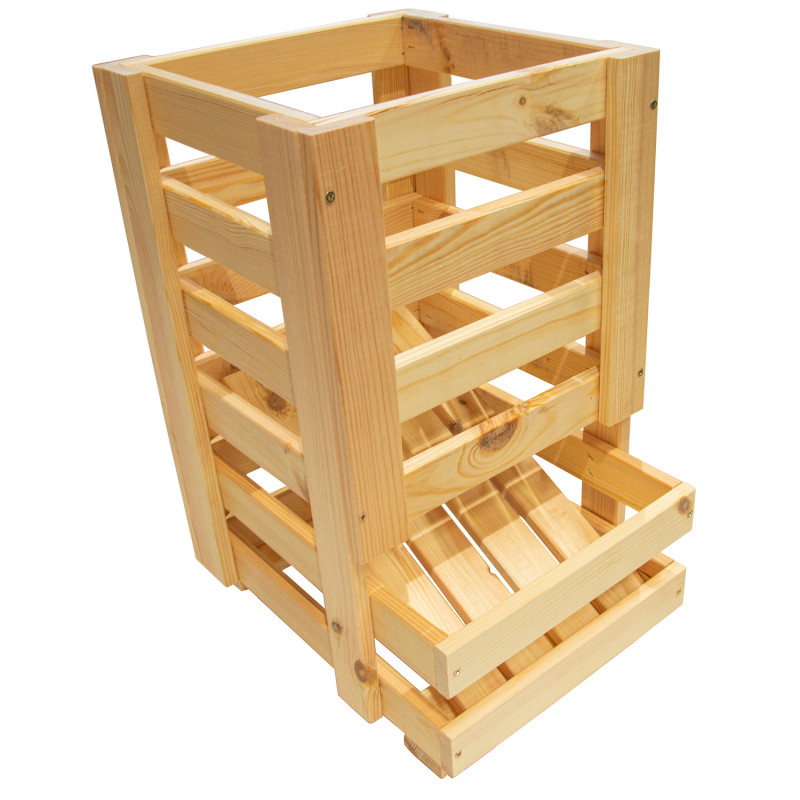 Drewniana skrzynka na ziemniaki 30x37x51 cm na kółkach