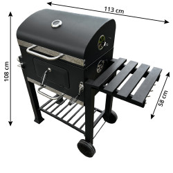 Grill węglowy 113,5X50X107 cm z żeliwnym rusztem