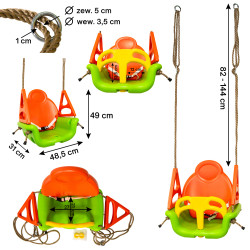 Kubełkowe siedzisko do huśtawki 3w1 Pomarańczowe