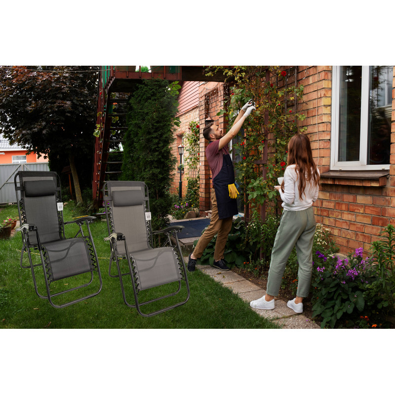 Leżak ogrodowy składany GRAVITY czarny grawitacyjny