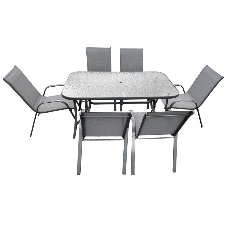 Zestaw mebli ogrodowych BRIZO szary stalowy 6 krzeseł stół