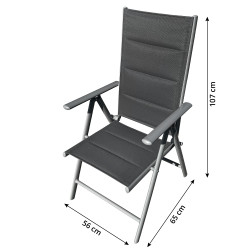 Zestaw mebli ogrodowych HARMONY ciemny szary aluminiowy 6 krzeseł stół