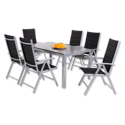 Zestaw mebli ogrodowych HARMONY czarny aluminiowy 6 krzeseł stół