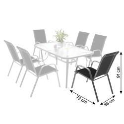 Zestaw mebli ogrodowych BRIZO czarny stalowy 6 krzeseł stół