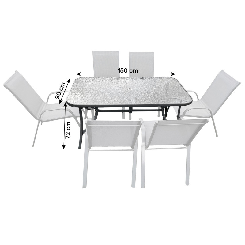 Zestaw mebli ogrodowych BRIZO szary stalowy 6 krzeseł stół