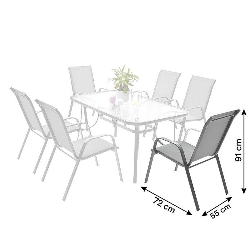 Zestaw mebli ogrodowych BRIZO szary stalowy 6 krzeseł stół