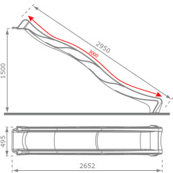 Ślizg "Fala" - czerwony - wysokość 150cm - długość 300 cm