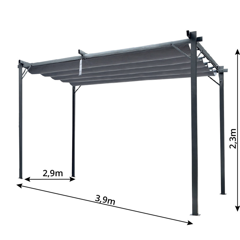 Metalowa pergola do ogrodu 3x4m szara