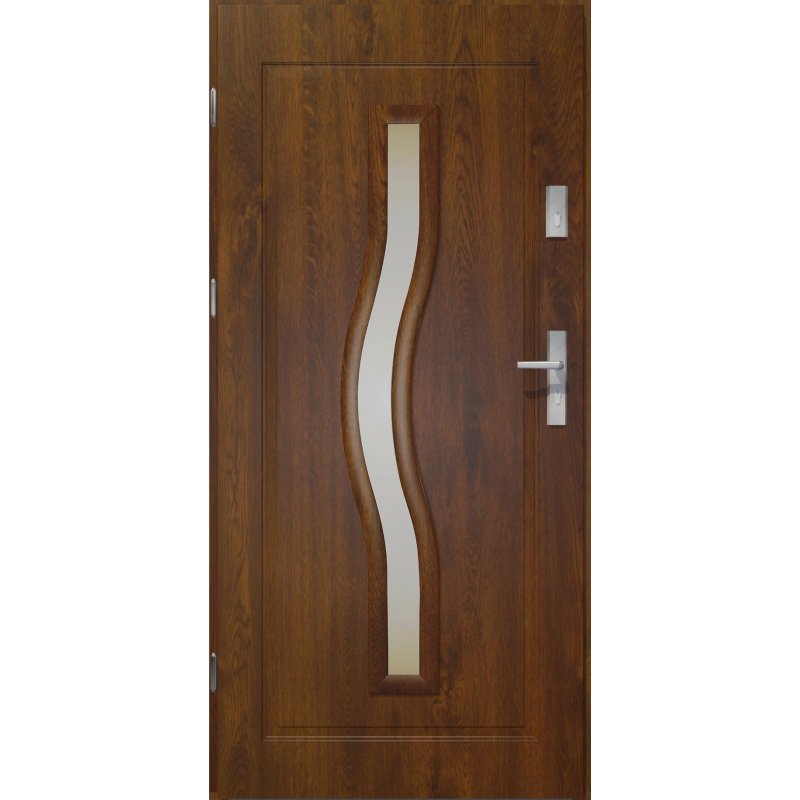 Drzwi zewnętrzne przeszklone CERES - Ciemny Orzech. Szklenie Stopsol. Ramka PVC - Produkt polski.