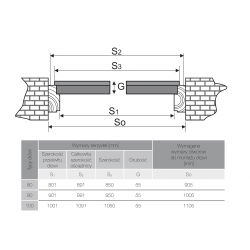  Drzwi CERES Produkt polski. Wymiarowanie szerokości, przekrój.