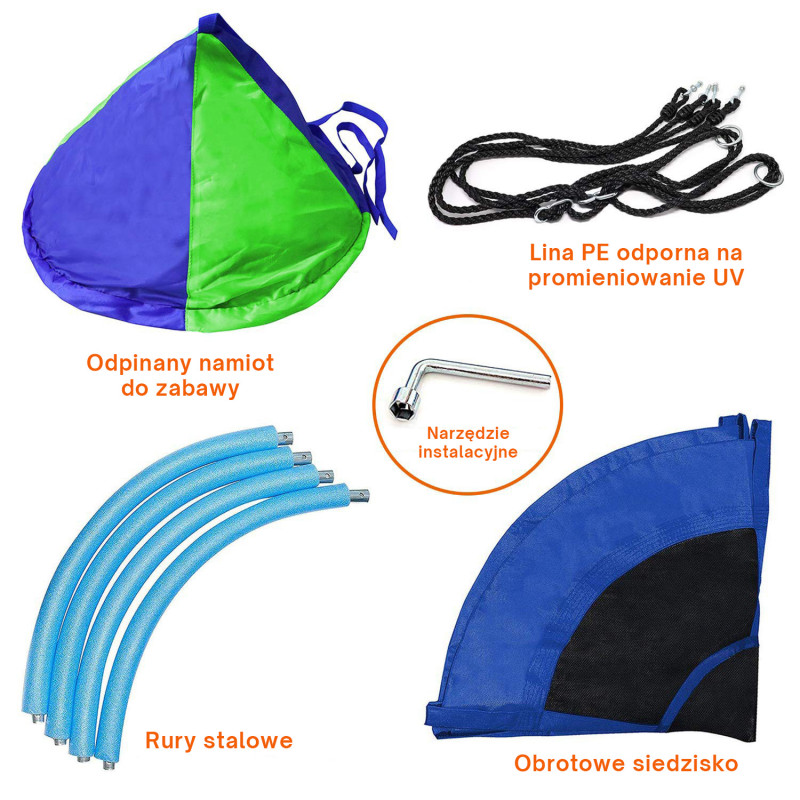 Siedzisko Bocianie Gniazdo Z Namiotem O Średnicy 100 cm Zielono - pomarańczowe