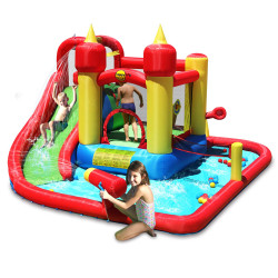Dmuchany Duży ZAMEK WODNY trampolina HappyHop 2w1