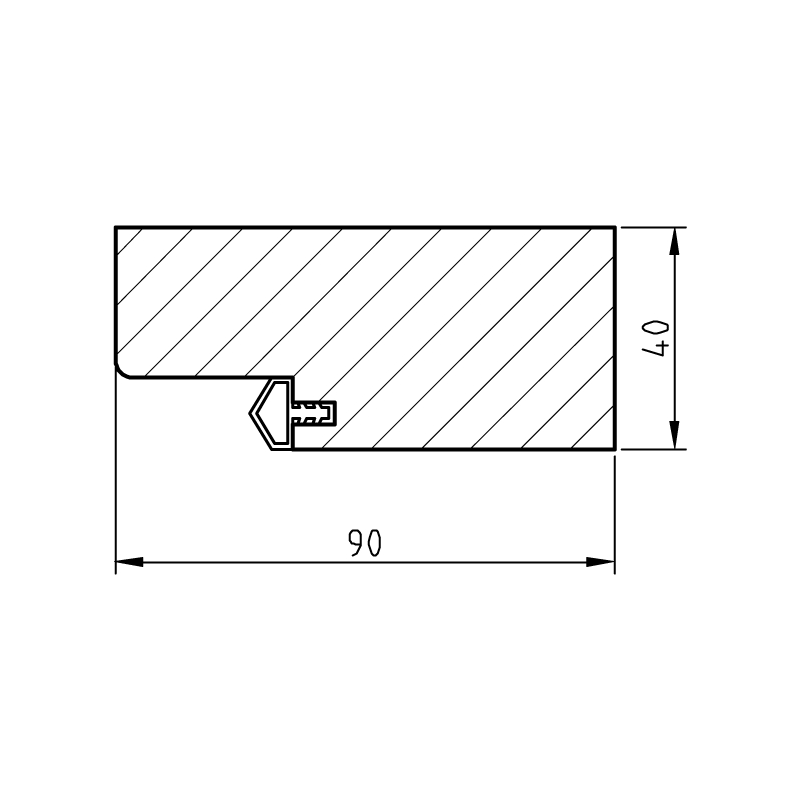 Ościeżnica stała sęczna - Wymiary profilu