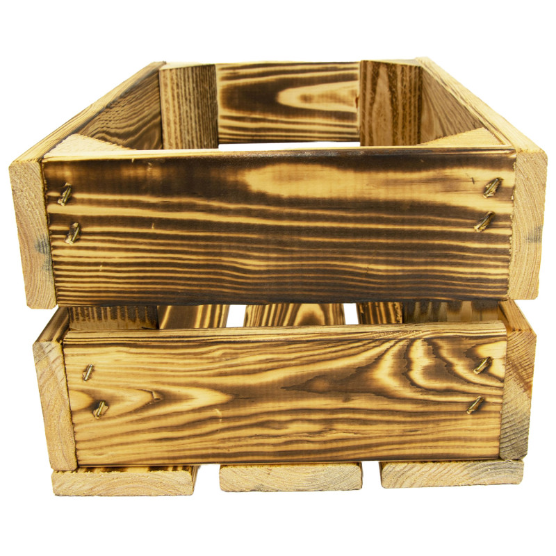 Skrzynka drewniana opalana dekoracyjna 32x20x14 cm