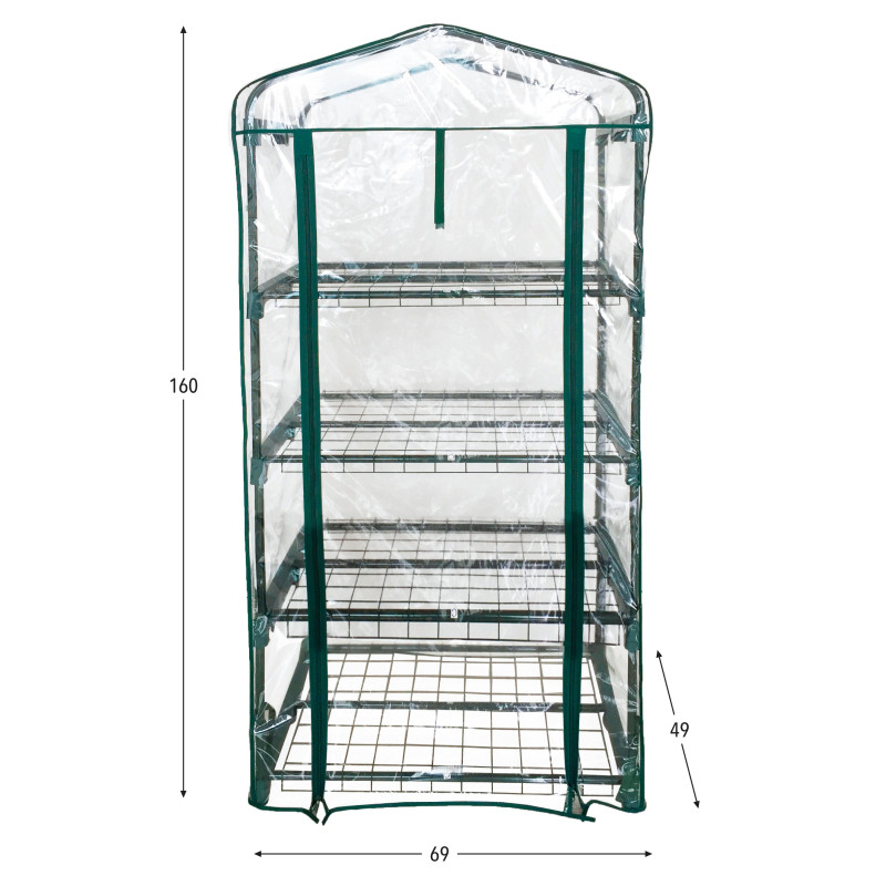 Miniszklarnia z Półkami 69x49x160 cm Folia PVC foliak półki