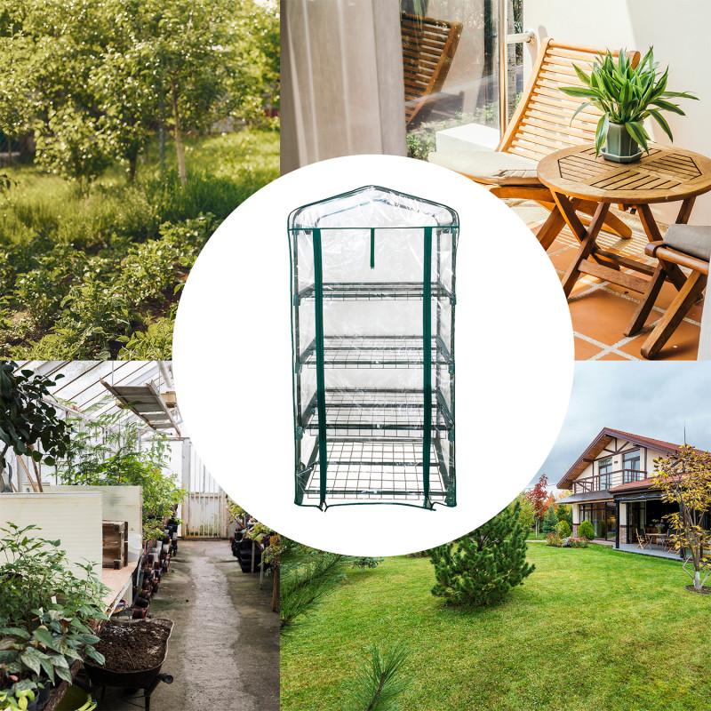 Miniszklarnia z Półkami 69x49x160 cm Folia PVC foliak półki