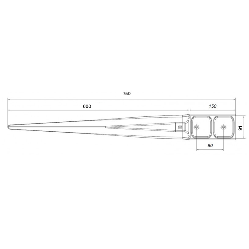 Kotwa Wbijana Podstawa Słupa 9x9x75cm Wypustki