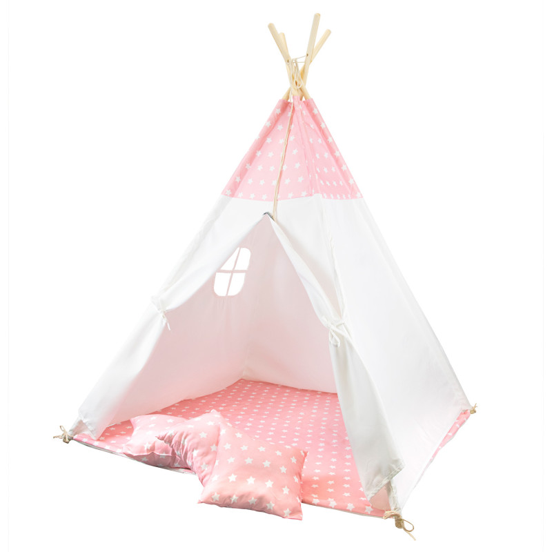 Różowe Tipi PREMIUM Dla Dzieci W Gwiazdki Z Poduszkami