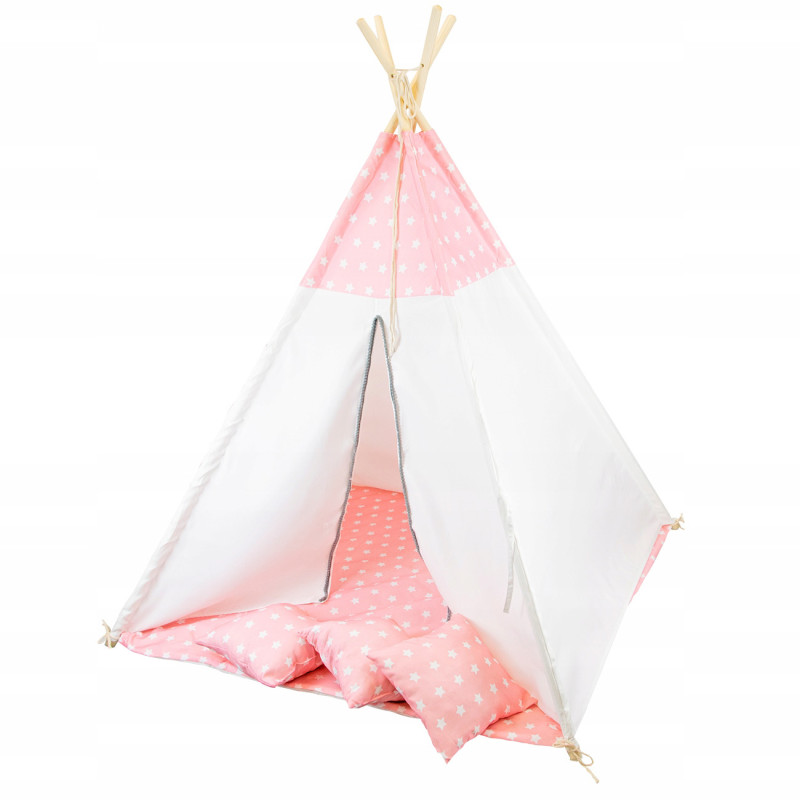 Różowe Tipi PREMIUM Dla Dzieci W Gwiazdki Z Poduszkami