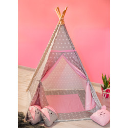 Szaro-Różowe PREMIUM Tipi Królik Z Poduszkami