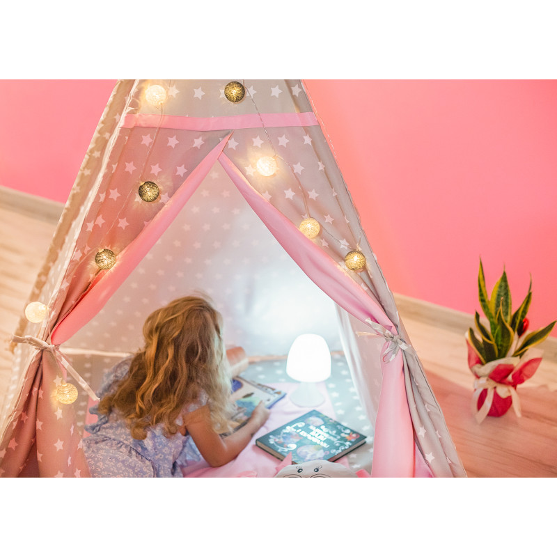 Szaro-Różowe PREMIUM Tipi Królik Z Poduszkami