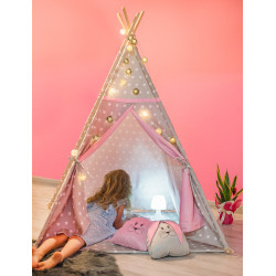 Szaro-Różowe PREMIUM Tipi Królik Z Poduszkami