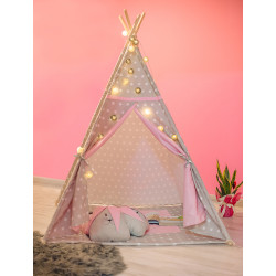 Szaro-Różowe PREMIUM Tipi Królik Z Poduszkami