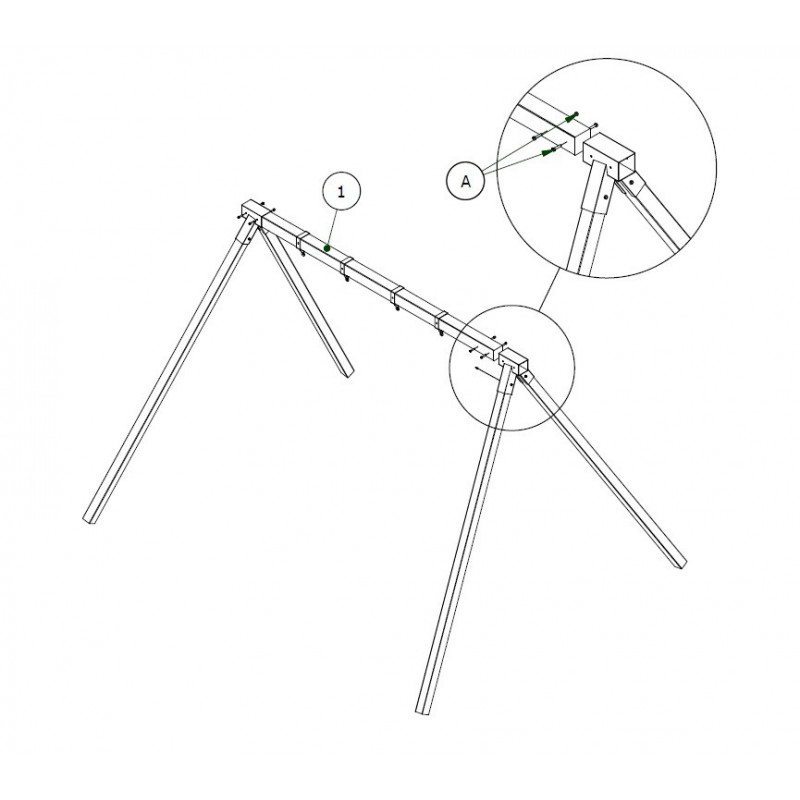 Łącznik Huśtawki Kwadratowy Zielony Kąt 100° 9x9cm Łącznik Huśtawki Kwadratowy Zielony Kąt 100° 9x9cm