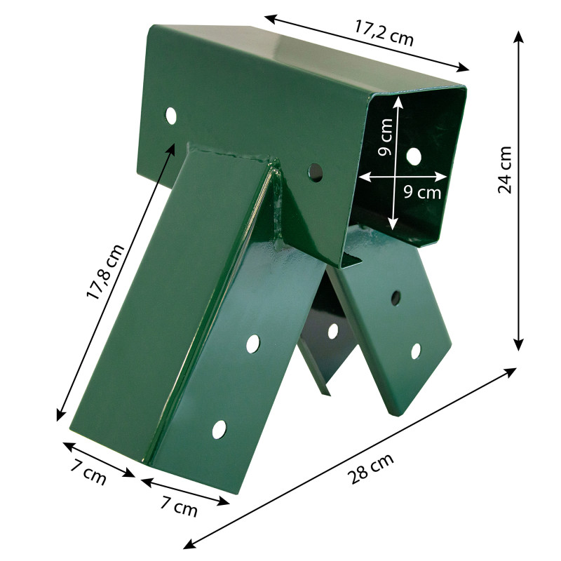 Łącznik Huśtawki Kwadratowy Zielony Kąt 100° 9x9cm z otworami