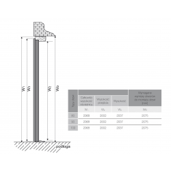 Drzwi zewnętrzne. Produkt polski. Wymiarowanie wysokości, przekrój.