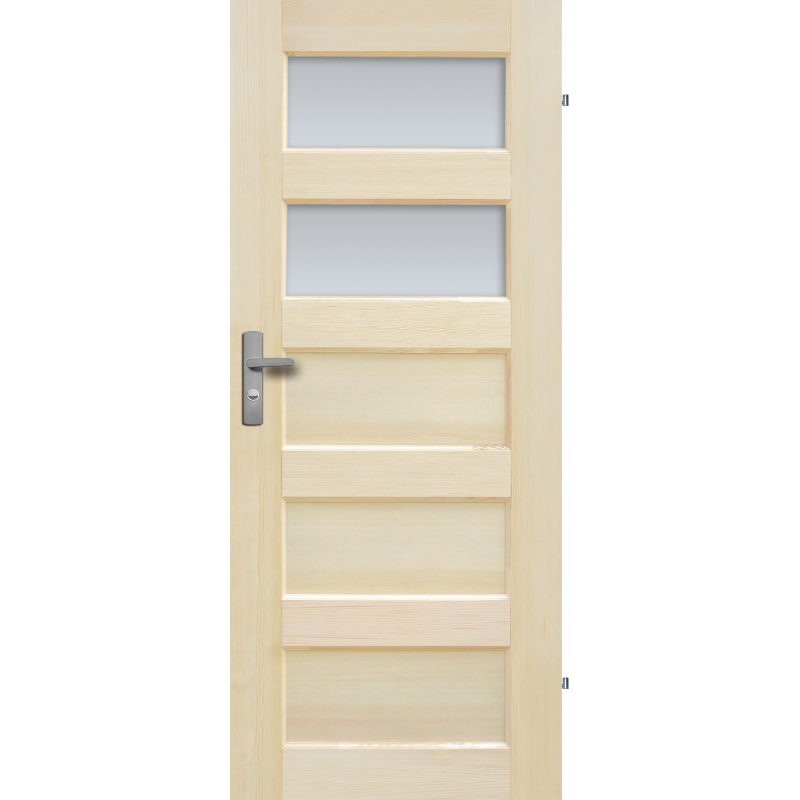 Drzwi sosnowe, bezsęczne - "Istria" z 2 szybami - Seria Fog - Drzwi wewnętrzne drewniane "RADEX"