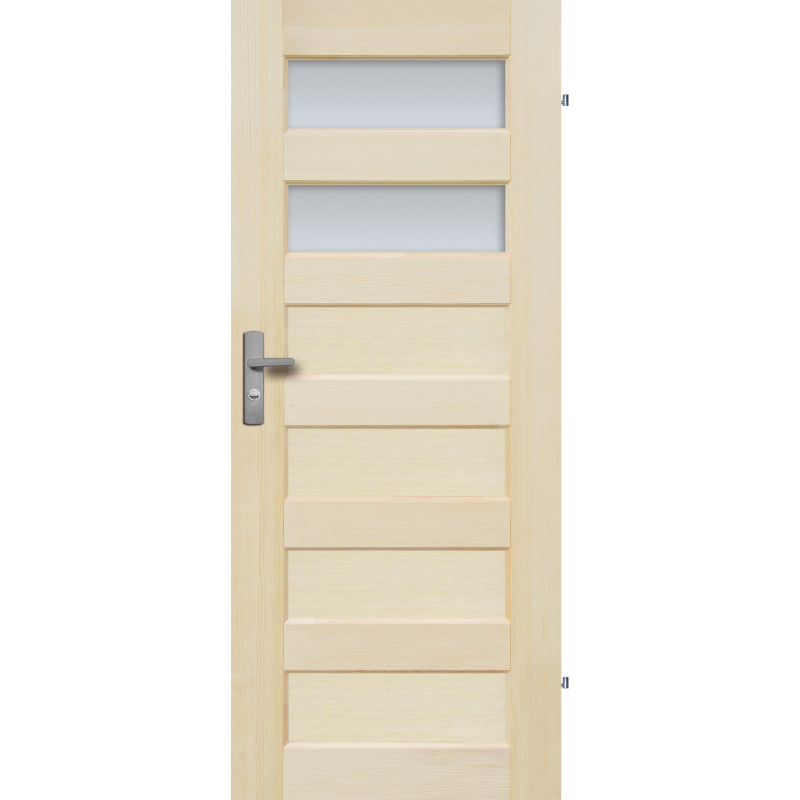  	Drzwi sosnowe, bezsęczne - "Manhattan" z 2 szybami - Seria Fog - Drzwi wewnętrzne drewniane "RADEX"