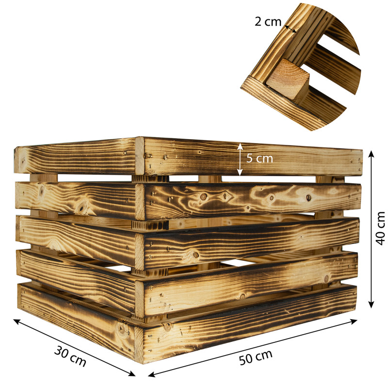 Skrzynka drewniana opalana PREMIUM dekoracyjna 50x40x30 cm