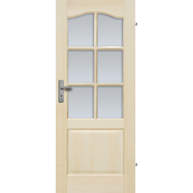 Drzwi sosnowe, bezsęczne - "Tryplet" z 6 szybami - Seria Fog - Drzwi wewnętrzne drewniane "RADEX"