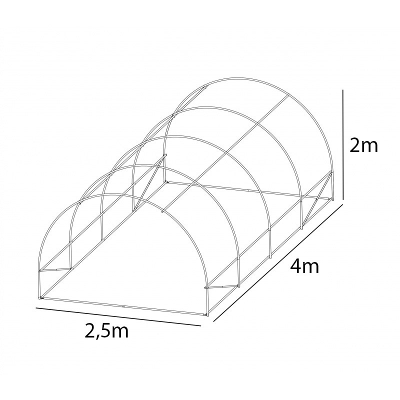 Tunel Szklarniowy 10m2 PREMIUM White 2,5x4m rurki 19mm