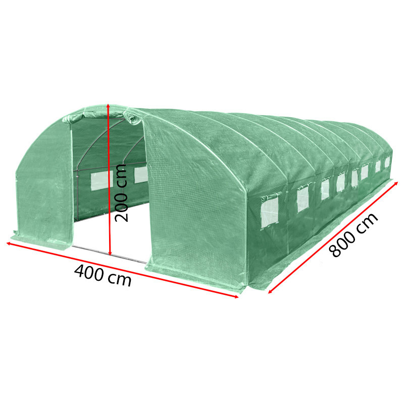 Tunel szklarniowy 32m2 PREMIUM green 4x8m 25mm
