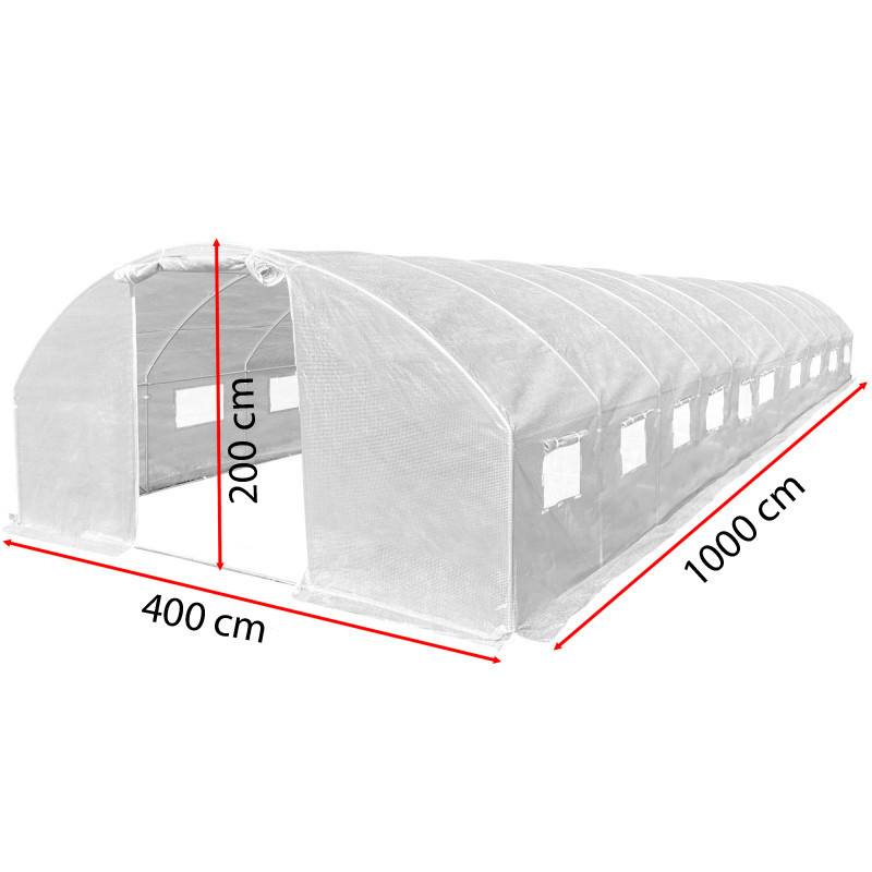 Tunel szklarniowy 40m2 PREMIUM white 4x10m 25mm
