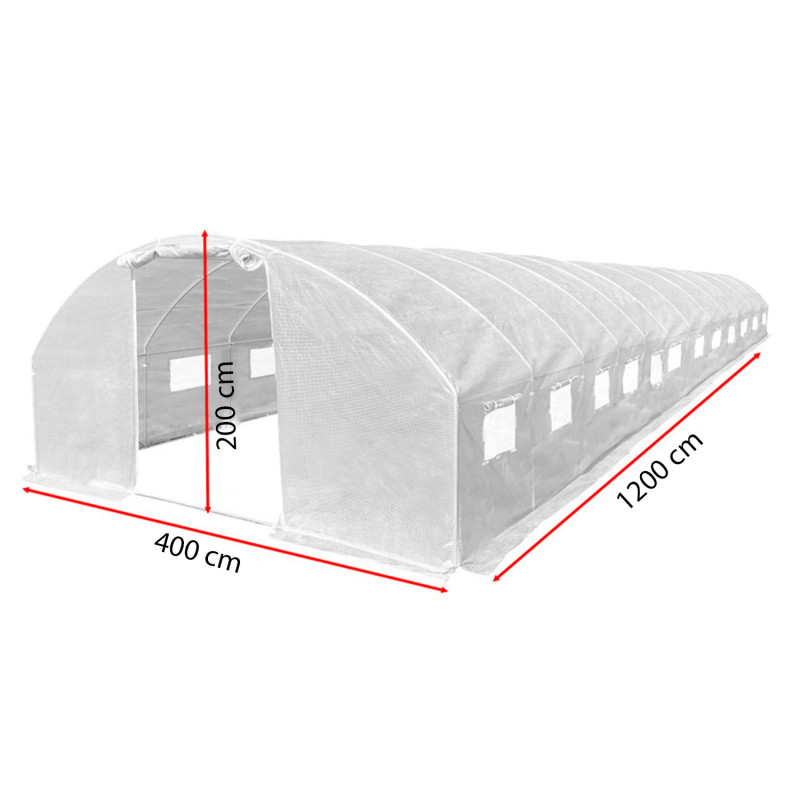 Tunel szklarniowy 48m2 PREMIUM white 4x12m 25mm