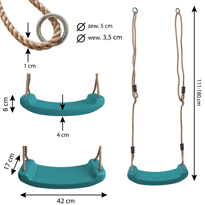 Turkusowe siedzisko do huśtawki 42 cm