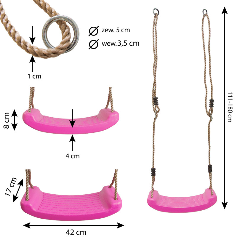 Jasnoróżowe siedzisko do huśtawki 42 cm