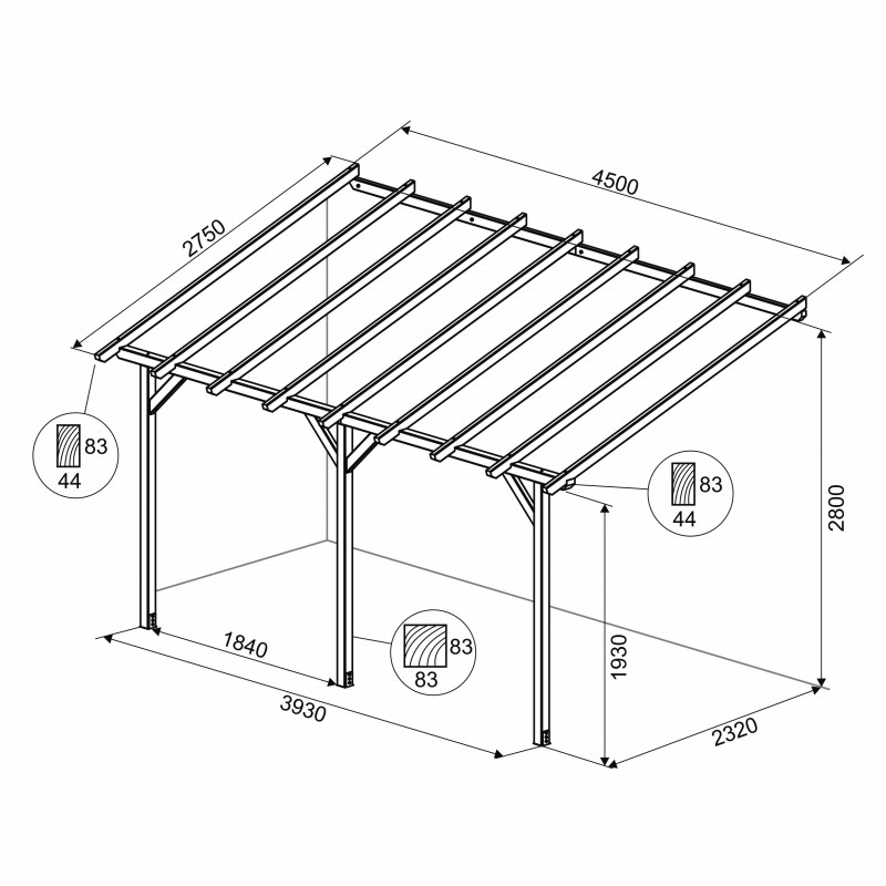 Pergola, zadaszenie tarasu, garaż - DUŻA