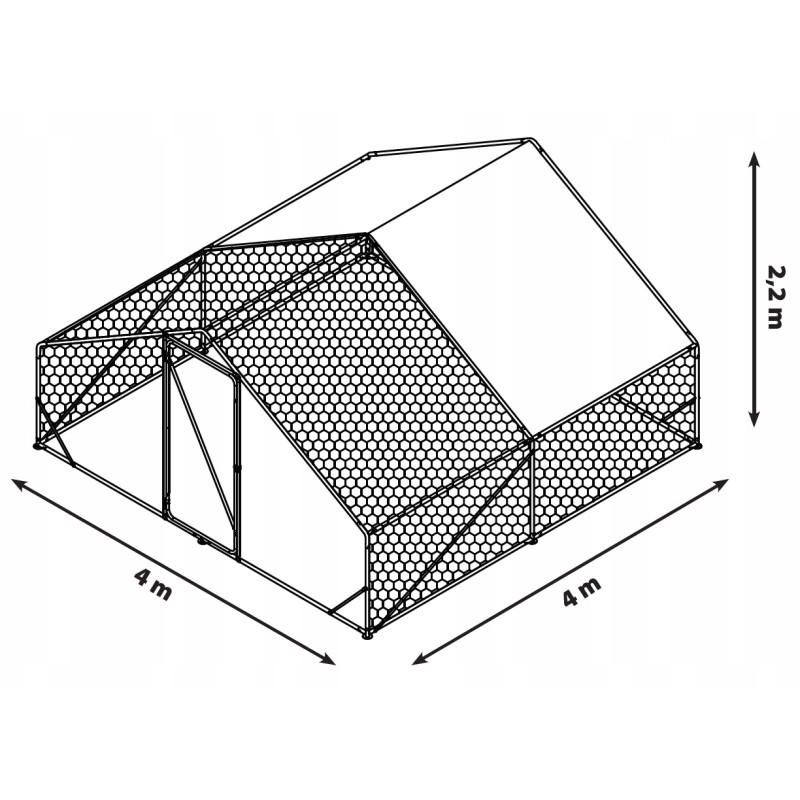 Metalowa Klatka Dla Drobiu Kurnik 4x4x2,2m 4iQ rurki 25mm