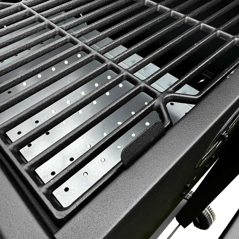 Grill węglowy 113,5X50X107 cm z żeliwnym rusztem i drewnianą półką