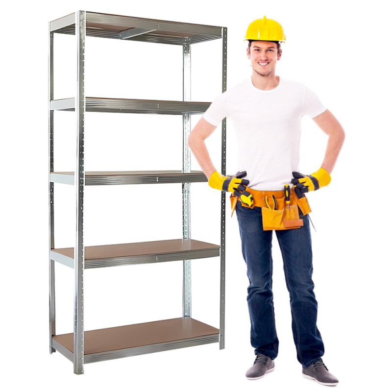 Regał metalowy magazynowy 180x90x45 cm ocynkowany 2w1 garażowy do piwnicy 175 kg
