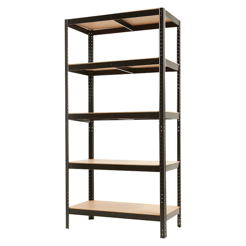 Regał metalowy magazynowy 220x110x45 cm czarny 2w1 garażowy do piwnicy 175 kg