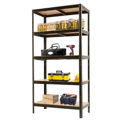 Regał metalowy magazynowy 220x110x45 cm czarny 2w1 garażowy do piwnicy 175 kg