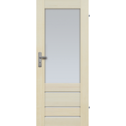  	Drzwi sosnowe, bezsęczne - Marbella z 4 szybami - Seria Premium - Drzwi wewnętrzne drewniane "RADEX"