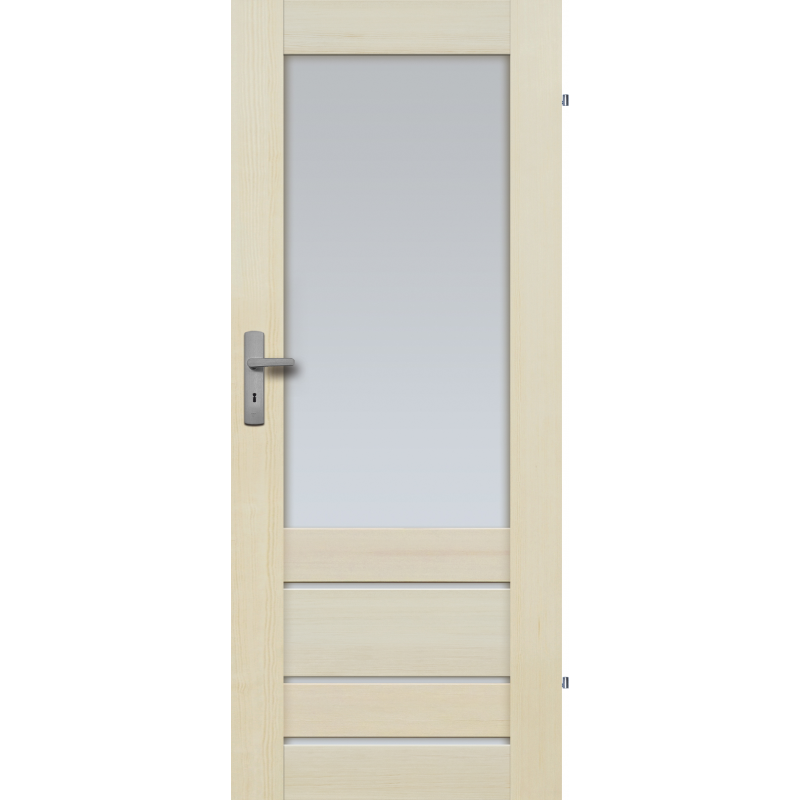  	Drzwi sosnowe, bezsęczne - Marbella z 4 szybami - Seria Premium - Drzwi wewnętrzne drewniane "RADEX"