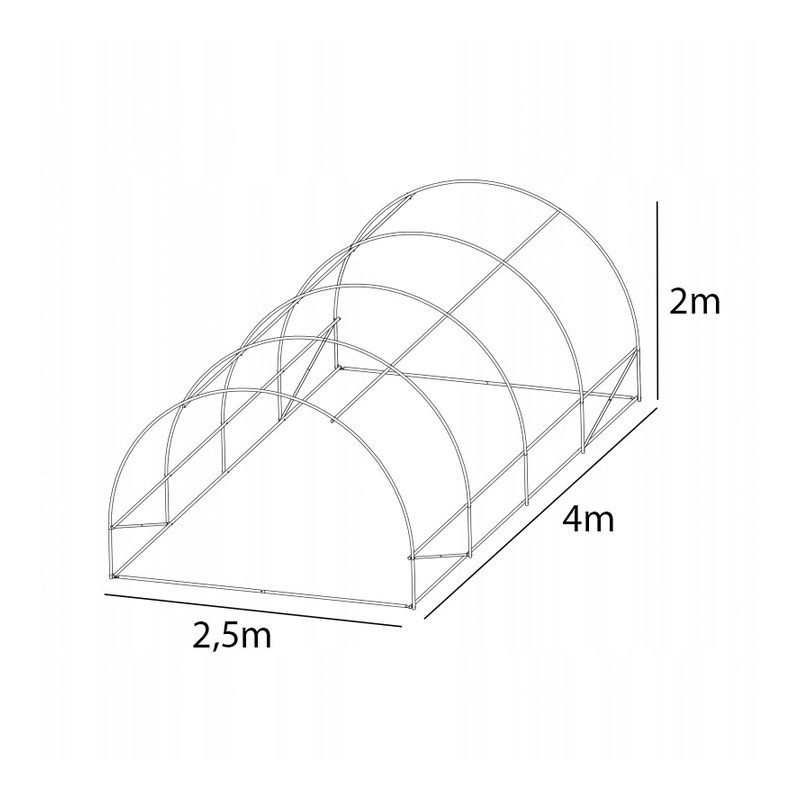 Tunel Szklarniowy 10m2 Green 2,5x4m rurki 19mm